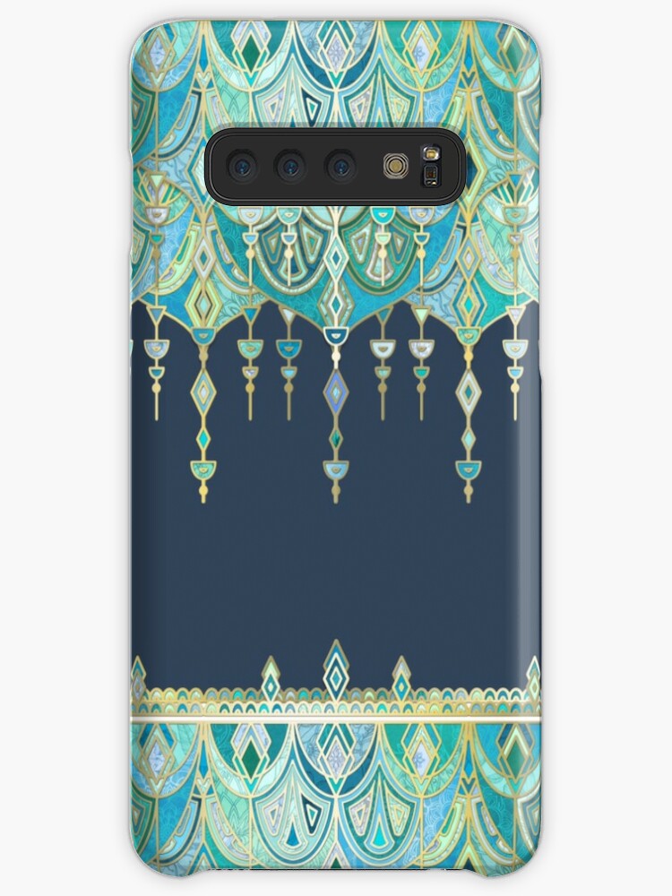 Art Deco Double Drop In Blues And Greens Case Skin For Samsung Galaxy By Micklyn