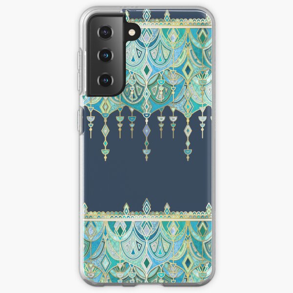 Art Deco Double Drop in Blues and Greens Samsung Galaxy Soft Case