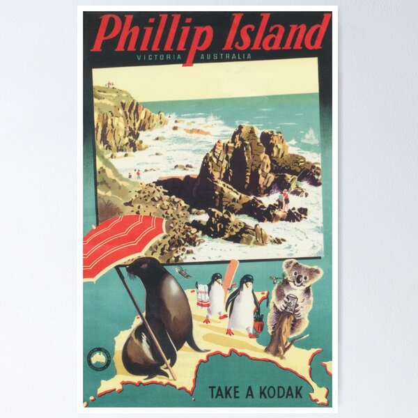 Item preview, Phillip Island Australia Vintage Travel Poster designed and sold by vintagevivian.