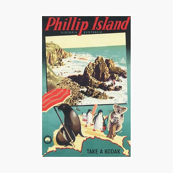 Item preview, Phillip Island Australia Vintage Travel Poster designed and sold by vintagevivian.