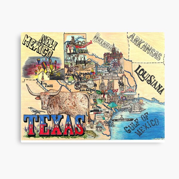 Map of Texas Metal Print