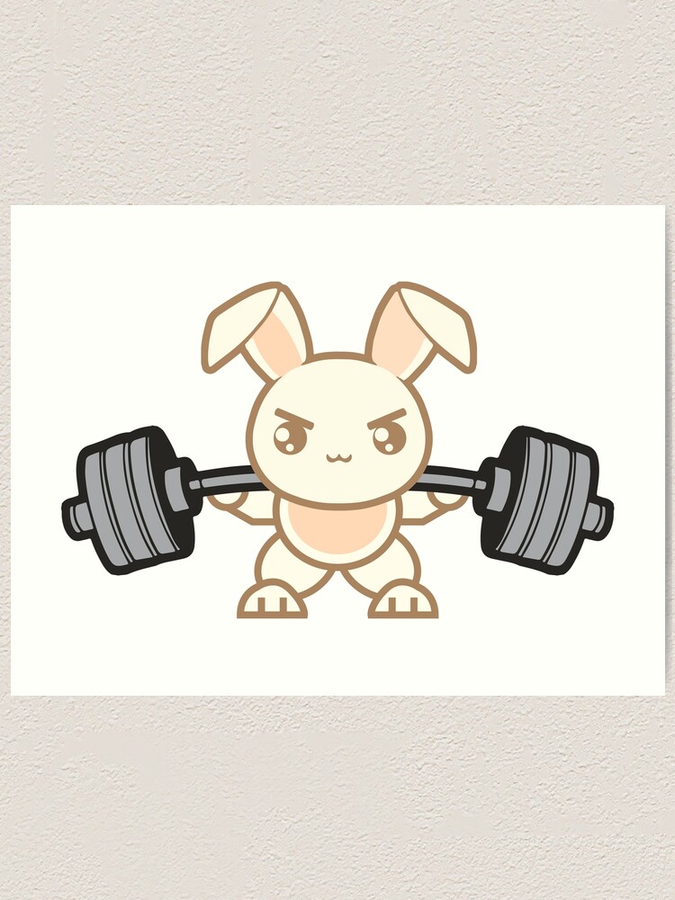 Niedlicher Gewichtheber Haschen Cartoon Kniebeuge Beintag Kunstdruck Von Mchanfitness Redbubble