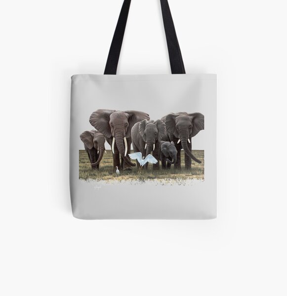 Elephant Family, I love elephants All Over Print Tote Bag