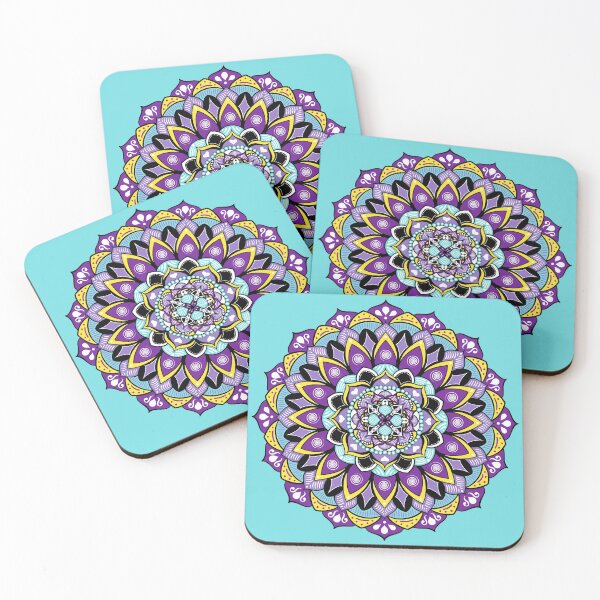 Item preview, Colorful Hand Drawn Mandala - Purple, Turquoise, Yellow designed and sold by Elsy's Art.