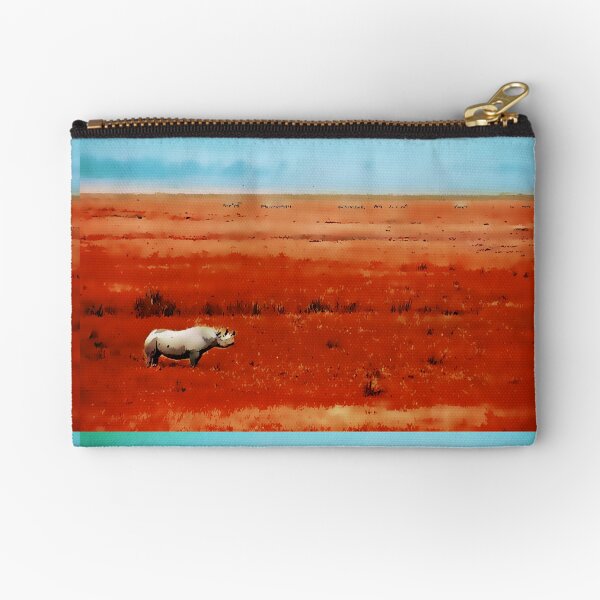 Rhino in Red with Blue Sky Zipper Pouch