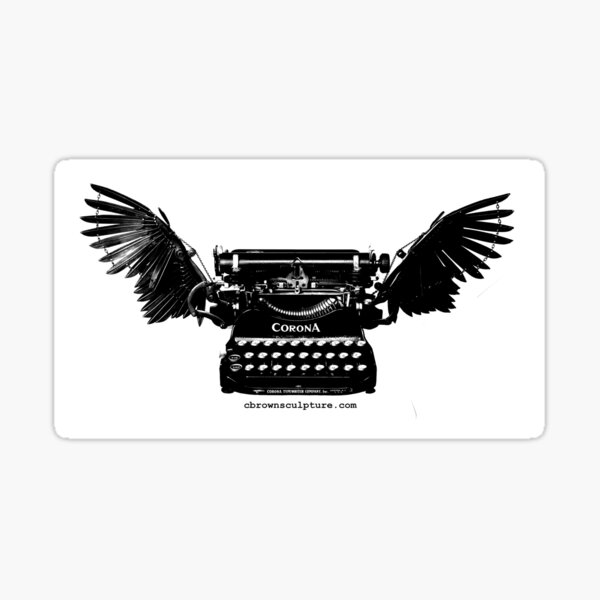 B&W Winged Corona Typewriter Sticker