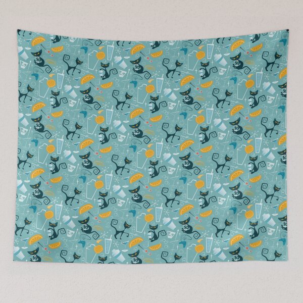 Item preview, Mid century modern atomic style cats and cocktails designed and sold by RoofdogMedia.