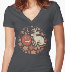Halloween Friends | Autumn Palette Women's Fitted V-Neck T-Shirt