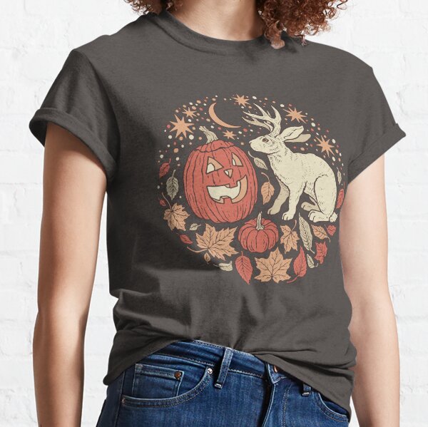 Halloween Friends | Jackalope and Jack-O-Lantern Autumn Art Classic T-Shirt