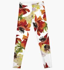 Red Anemones Print Leggings