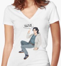 are you an otaku too? Women's Fitted V-Neck T-Shirt