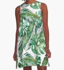 Monstera Bananen Palmblatt A-Linien Kleid