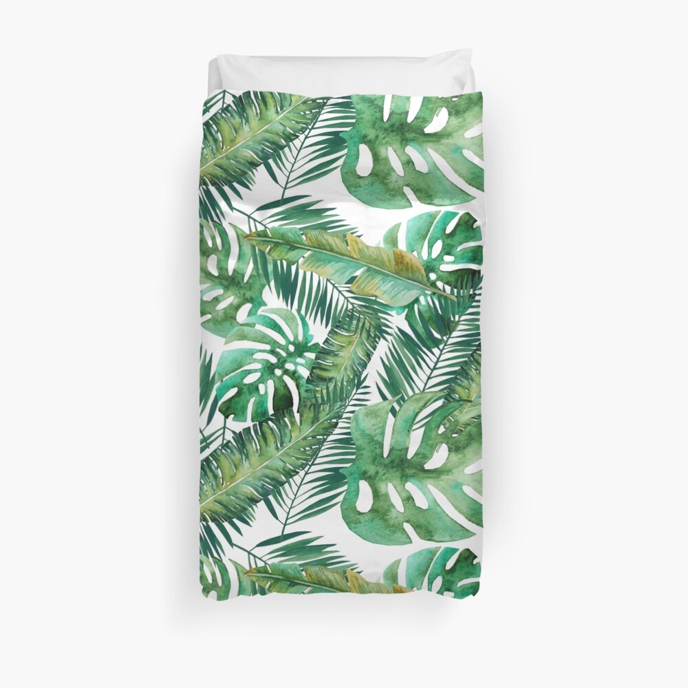 Monstera Banana Palm Leaf Duvet Cover