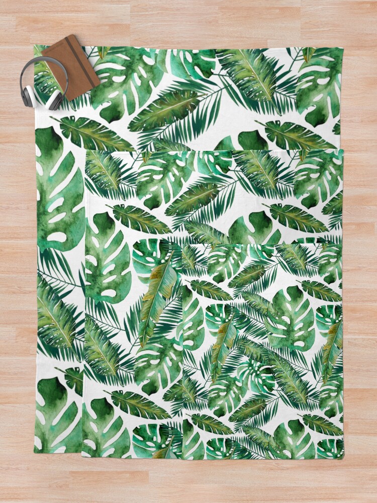 Alternate view of Monstera Banana Palm Leaf Throw Blanket