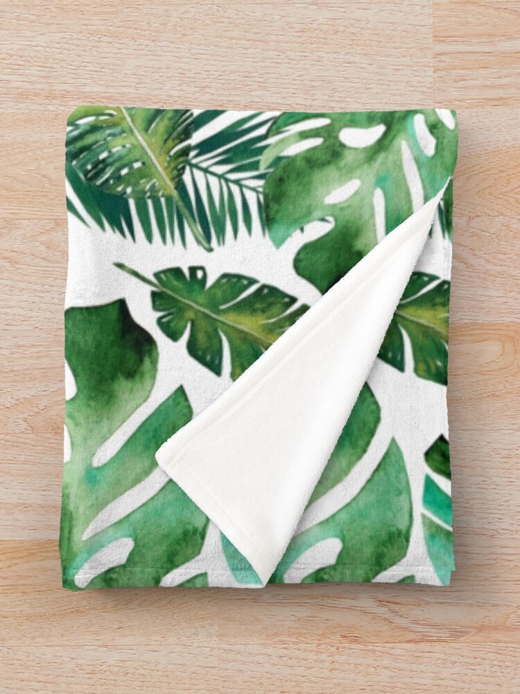 Alternate view of Monstera Banana Palm Leaf Throw Blanket
