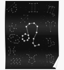 Löwe-Tierkreis-Konstellations-Design Poster