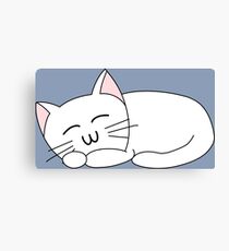 Cute Sleeping Cat - White Canvas Print