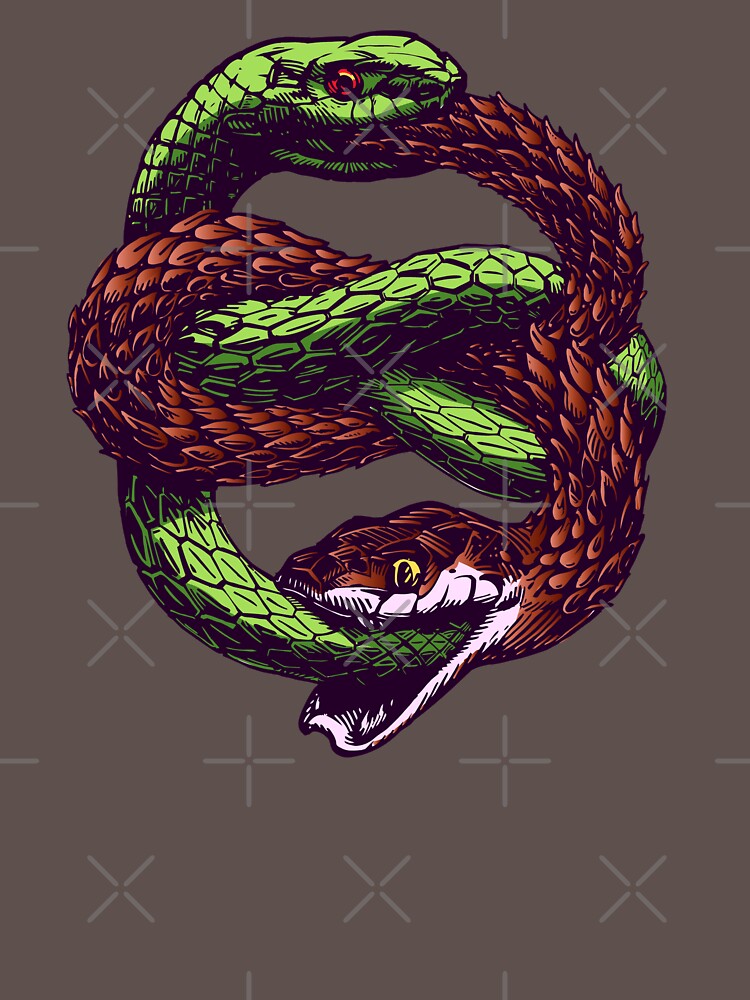 two-snakes-eating-each-other-twin-universe-symbol-t-shirt-by-manbird