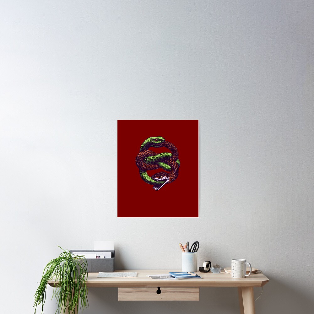 two-snakes-eating-each-other-twin-universe-symbol-poster-for-sale-by