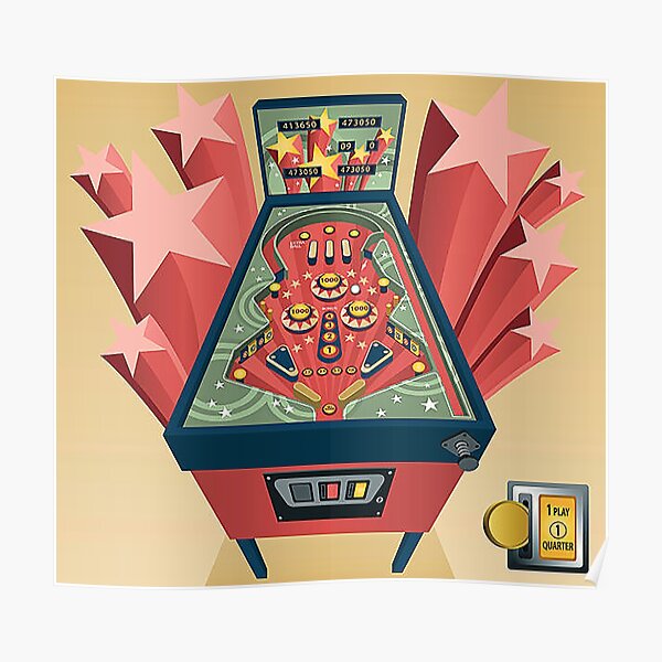 Pinball Blueprint Arcade Wall Art Gamer Gift Pinball Bumper Poster Print Video Game Art Pinball Gift Game Room Art Pinball Parts Art