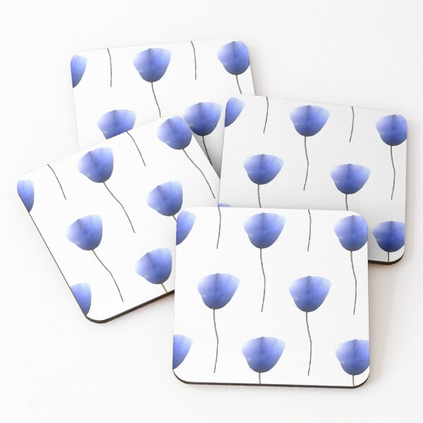 Item preview, Blue poppy flower pattern on white designed and sold by by-jwp.