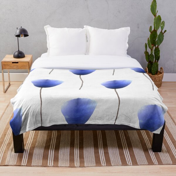 Item preview, Blue poppy flower pattern on white designed and sold by by-jwp.