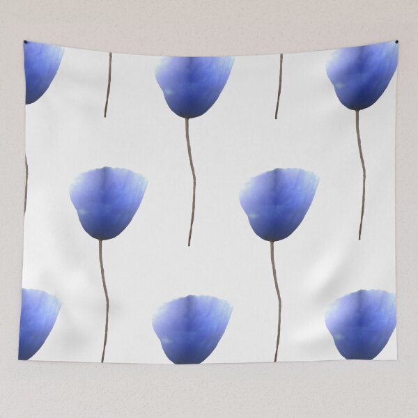 Item preview, Blue poppy flower pattern on white designed and sold by by-jwp.