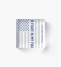 Her Fight American Flag Colorectal Bowel Colon Cancer Awareness Acrylic Block