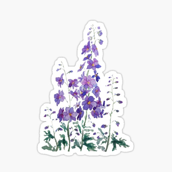 Item preview, hand painted purple blue pink delphinium watercolor  designed and sold by ColorandColor.