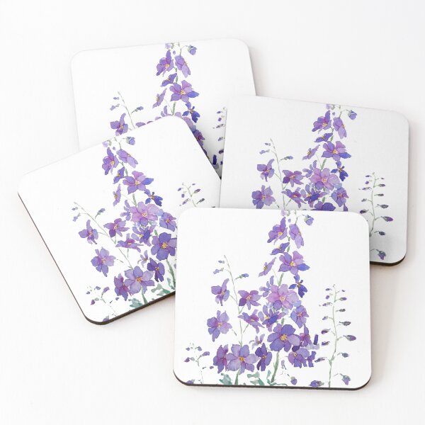Item preview, hand painted purple blue pink delphinium watercolor  designed and sold by ColorandColor.