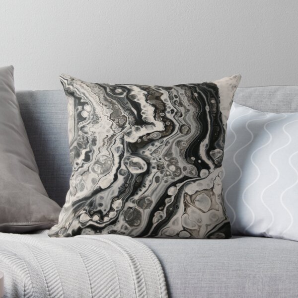 Black and White Flow Throw Pillow