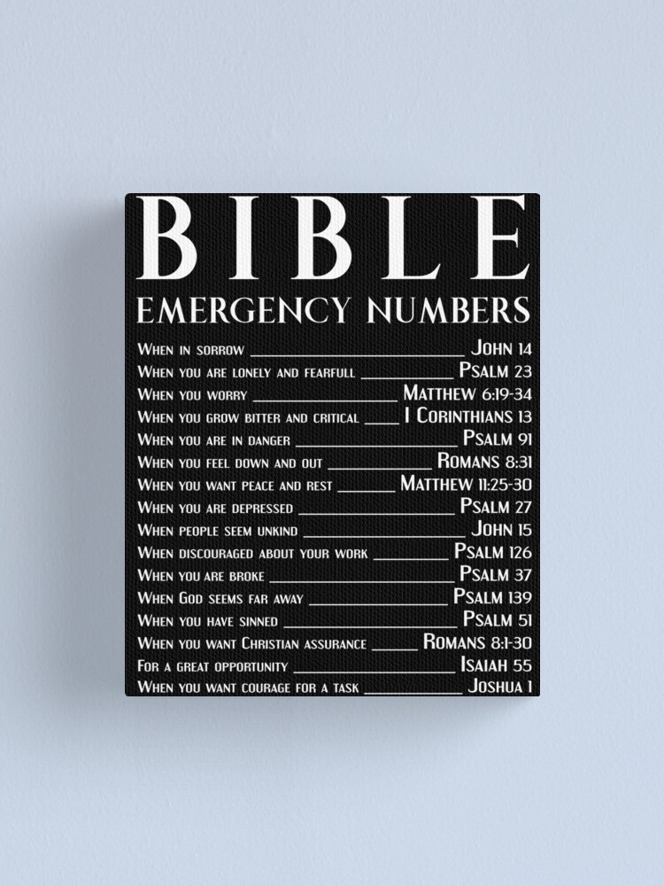 bible emergency numbers canvas print by shamanshore