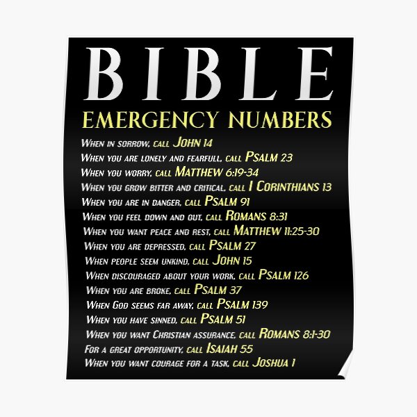 Bible Emergency Numbers Poster By ShamanShore Redbubble   Poster,504x498,f8f8f8 Pad,600x600,f8f8f8.u1 