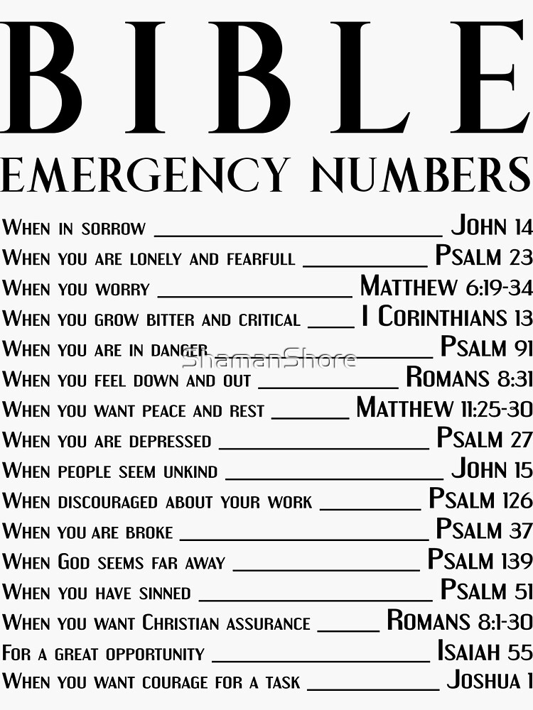 bible emergency numbers sticker by shamanshore redbubble