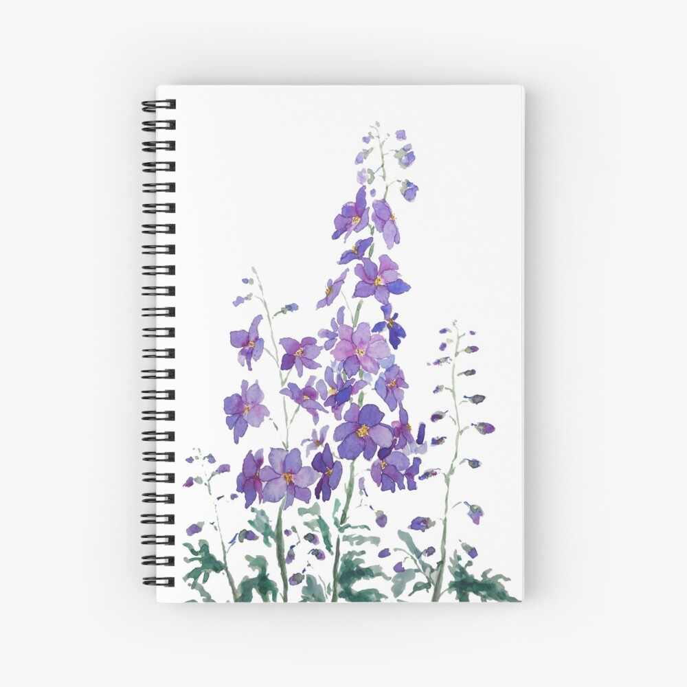 blue purple delphinium ink and watercolor - Blue Purple Delphinium