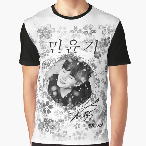 ANNAOSU Design BTS Cherry Blossom Logo O-Neck Funny Tshirts for Female Black
