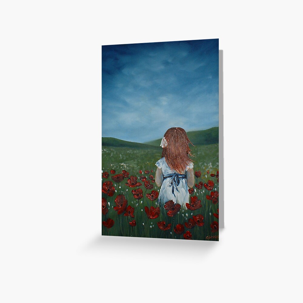 Girl in Poppy Field Greeting Card