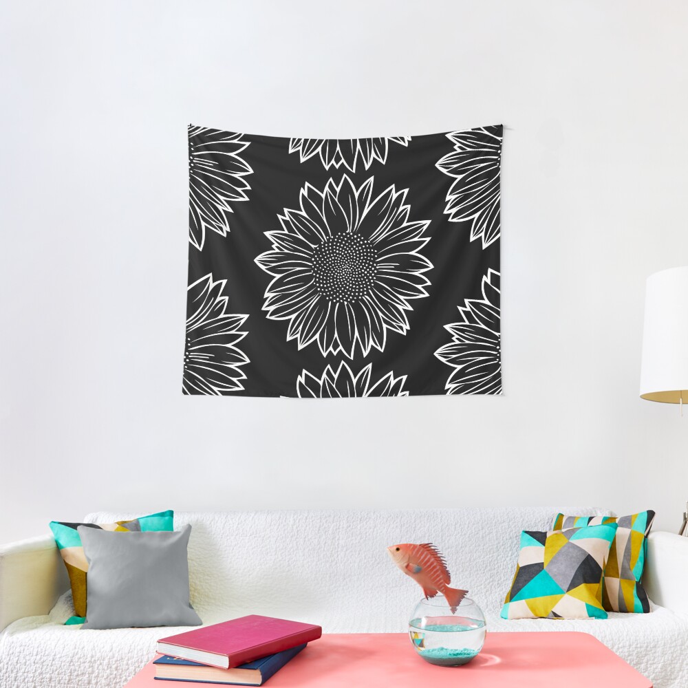 Sunflower in White Tapestry