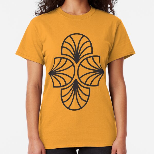 Geometric Pattern: Art Deco: Curve Outline: Black/Gold Classic T-Shirt