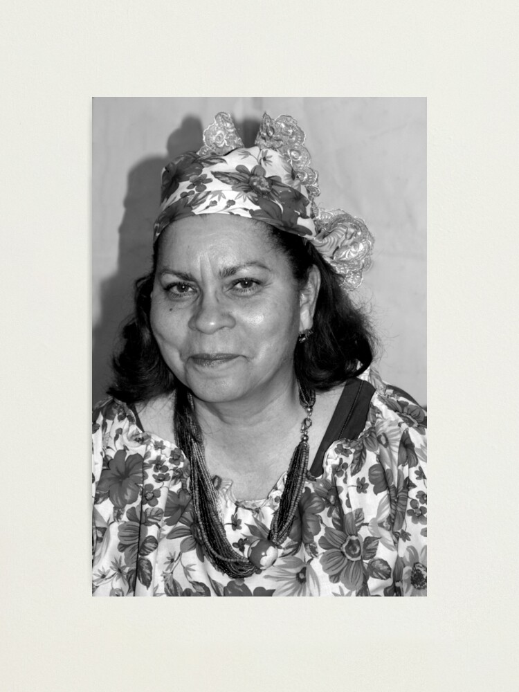Alternate view of Lady with Curacao traditional headcovering - portrait 1 BW Photographic Print