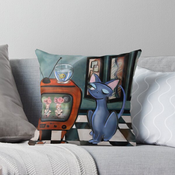 Item preview, Fishing Show is in Re-Run, mid century modern, cat,decor, Alma Lee designed and sold by Alma Lee.