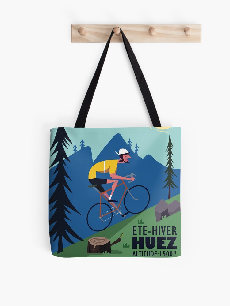 Thumbnail 1 of 2, Tote Bag, L'Alpe D'Huez Cyclist poster designed and sold by GAGodel.