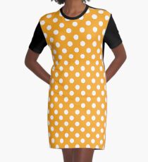 Orange Polka und White Dot Muster Design T-Shirt Kleid