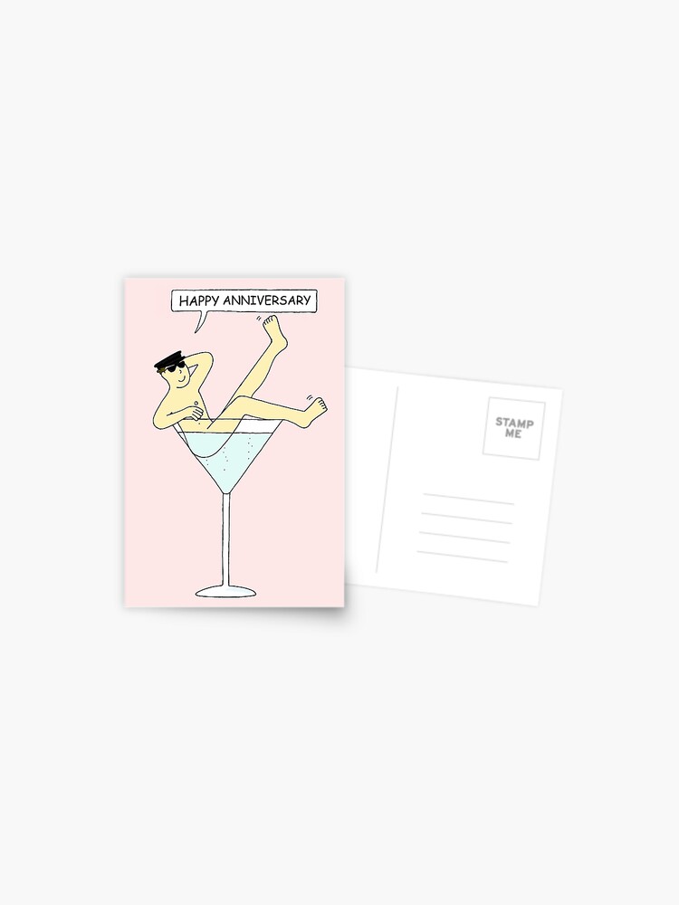 Carte Postale Joyeux Anniversaire Homme Gay Burlesque En Verre A Cocktail Par Katetaylor Redbubble