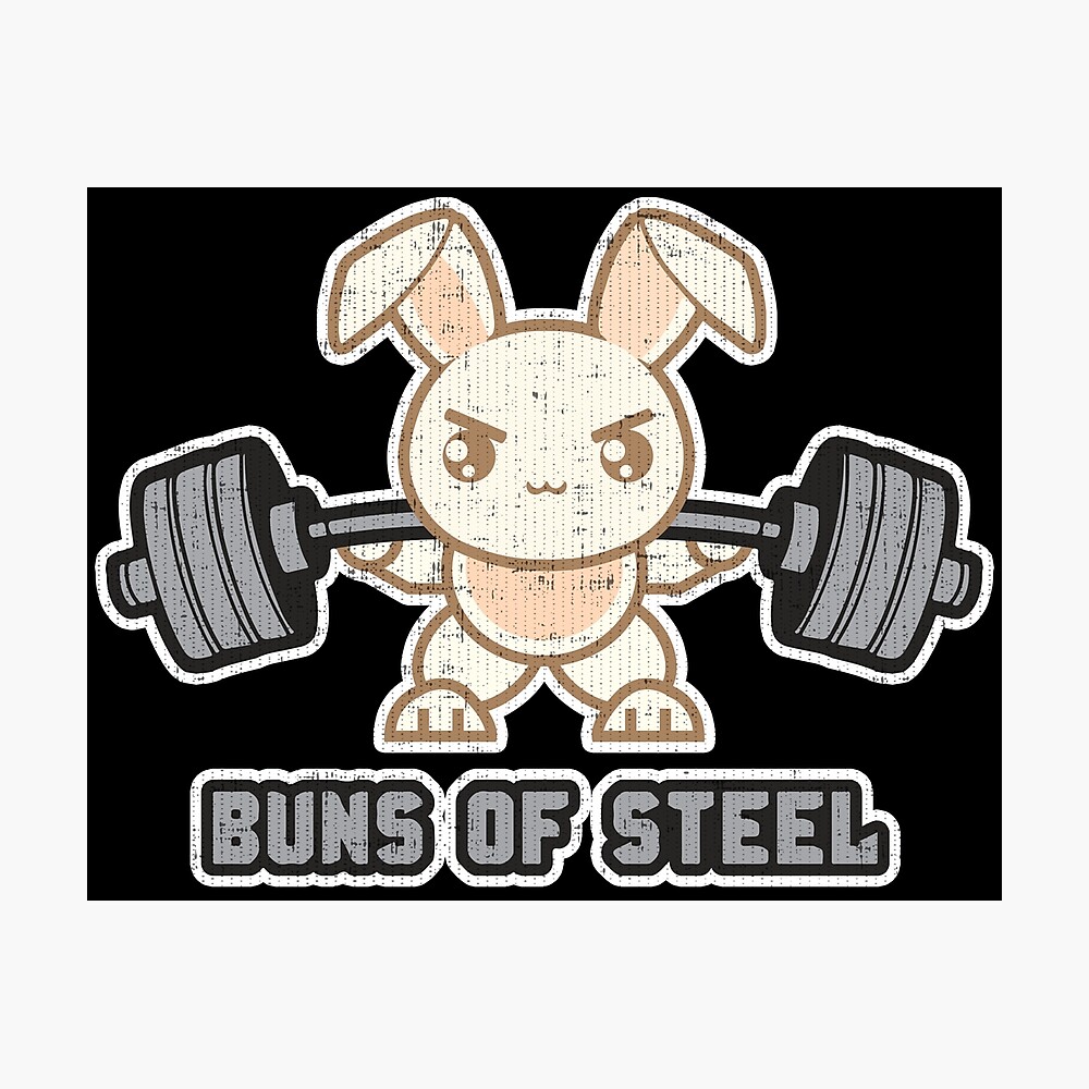 Buns of Steel - Weight Lifting Bunny Cartoon - Squat Buns of Steel - Weight Lifting Bunny Cartoon - Squat