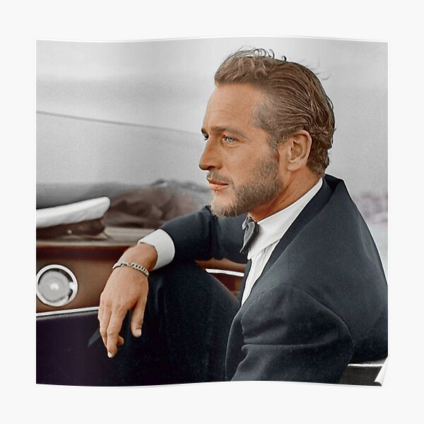 Handkoloriertes Bild von Paul Newman. Poster