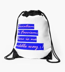 Socialism or Fascism - antifascist - 90s hipster tee Seinfeld colors Leftist Socialist Drawstring Bag
