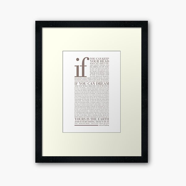 If by Rudyard Kipling (Warm Grey) Framed Art Print