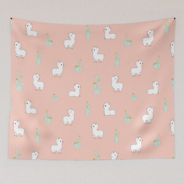 Item preview, alpaca and cactus pattern in peach pink  designed and sold by Miri-Noristudio.