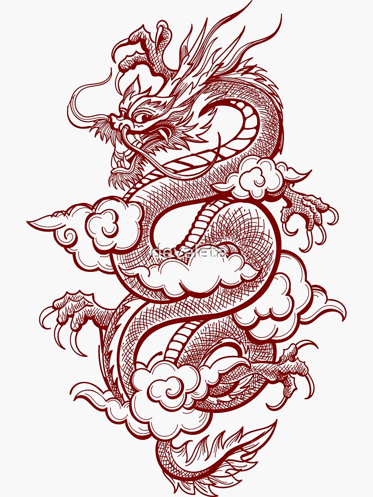 Traditional Chinese Dragon Sticker By Devaleta Redbubble